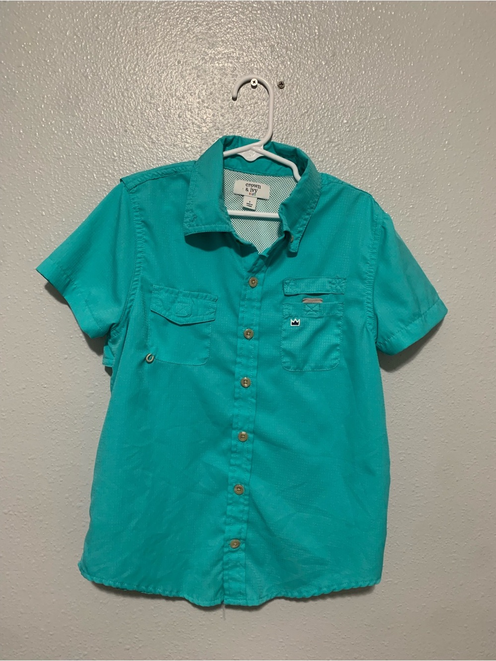 Crown & Ivy Teal Short-Sleeve Button-Up Shirt for Boys